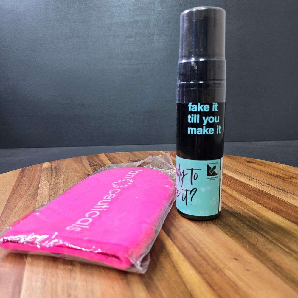 b.tan Self Tan Mousse 6.7oz & Tanceuticals Mitt Set Pink Bronze Glow Sunless Tan